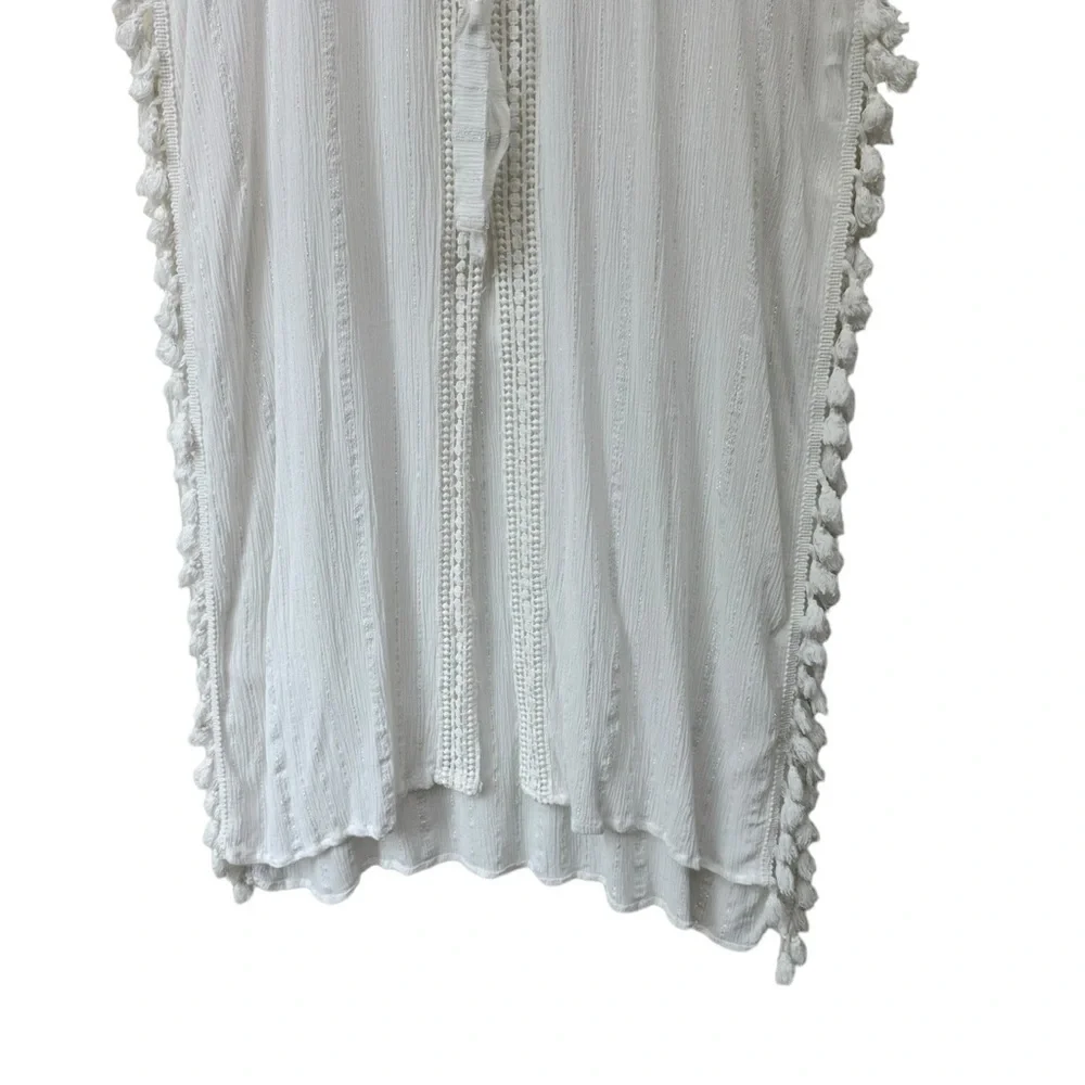Blue Island Summer Sleeveless Swim Dress Coverup, White, Medium